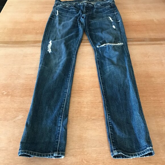 7 For All Mankind Josefina Skinny Jeans Women 25 Blue Low Rise Distressed 17226 - Picture 1 of 15
